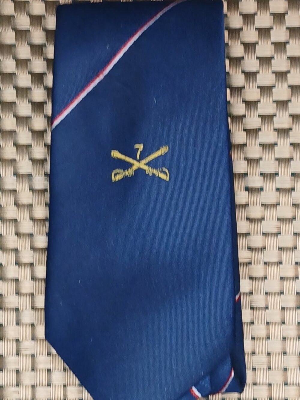 (0916) Military 7th Cavalry Blue Red White Striped Tie (0916)